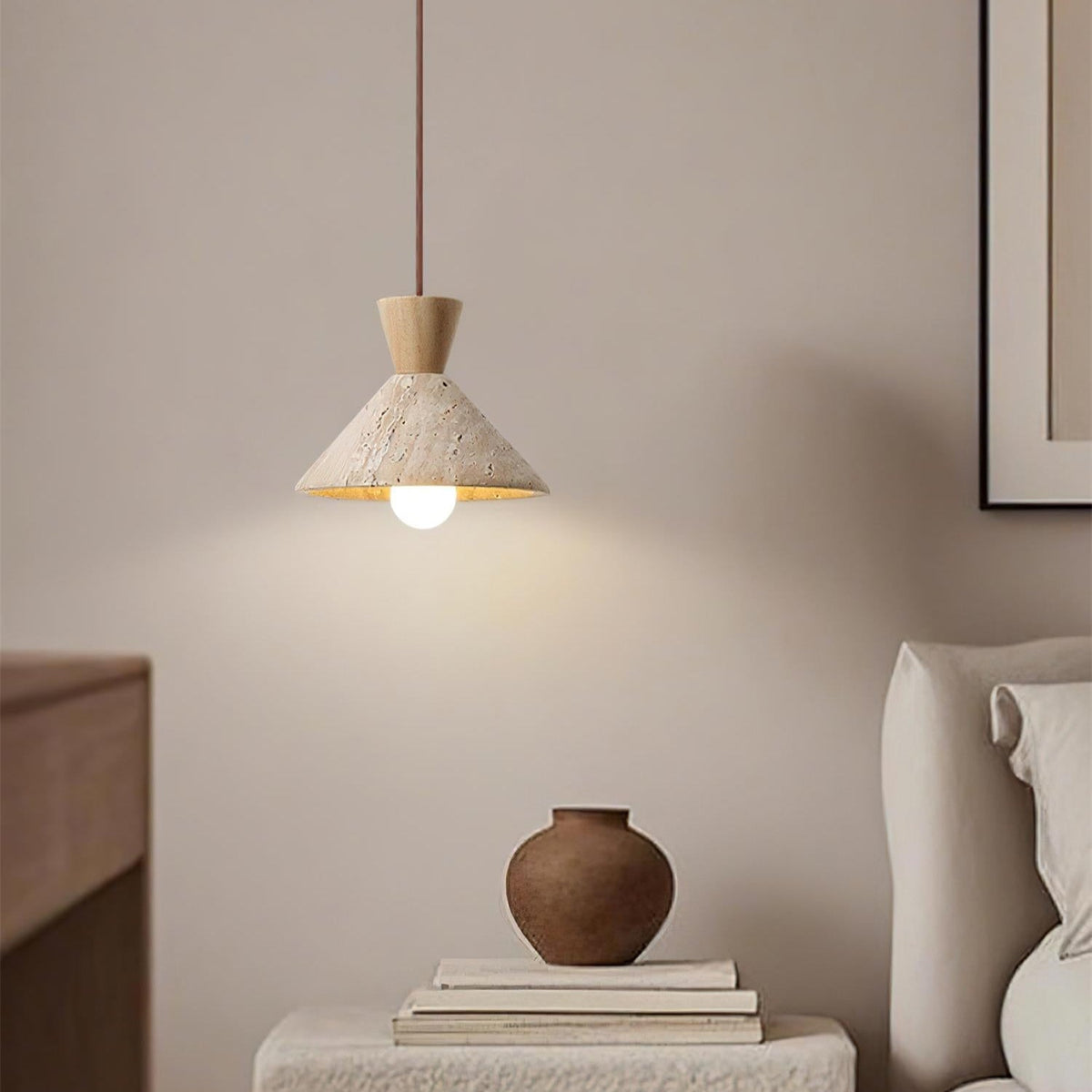 Ritta Travertine Pendant Lamp Hat Shape