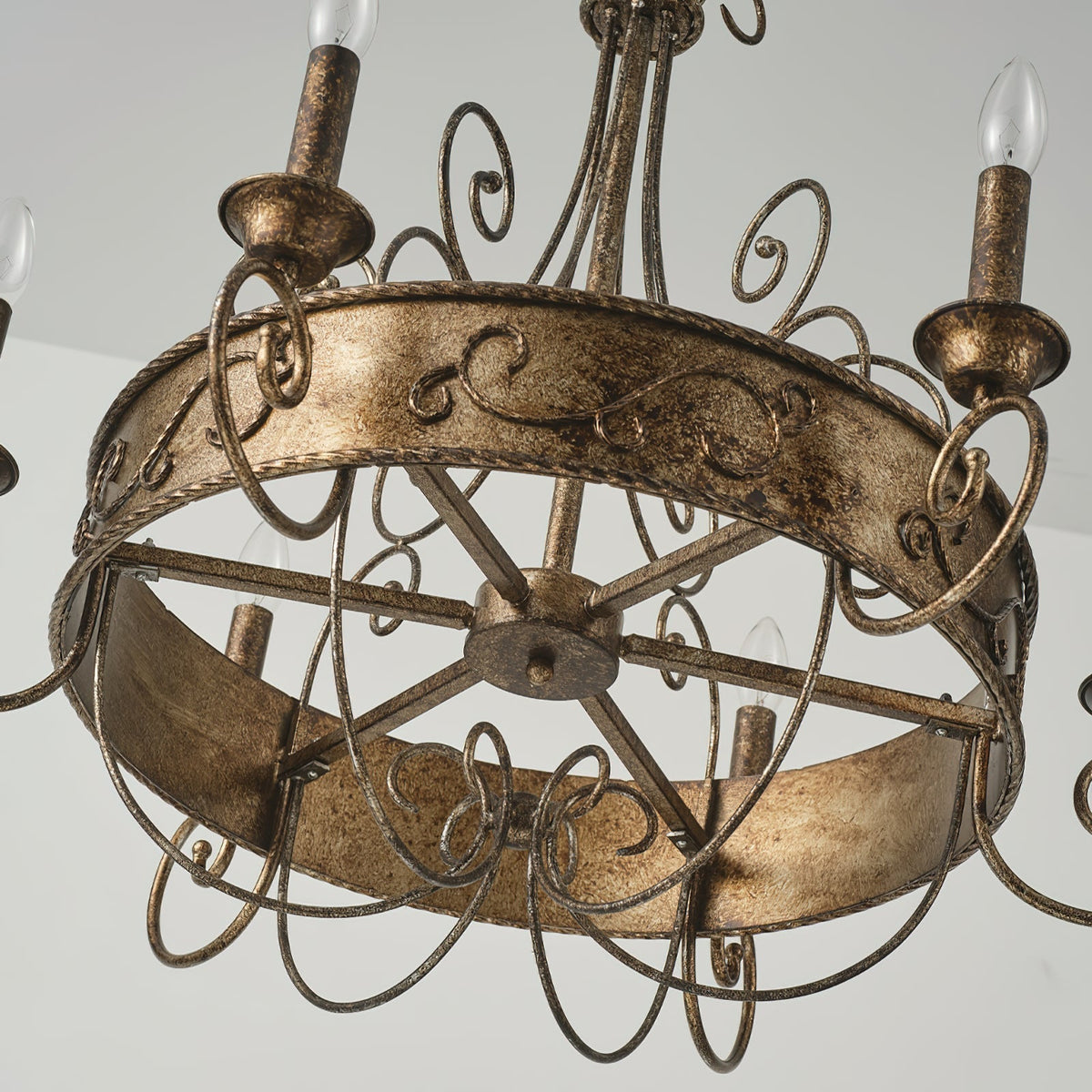 Itheira Vintage Industrial Rust Candlestick Chandelier