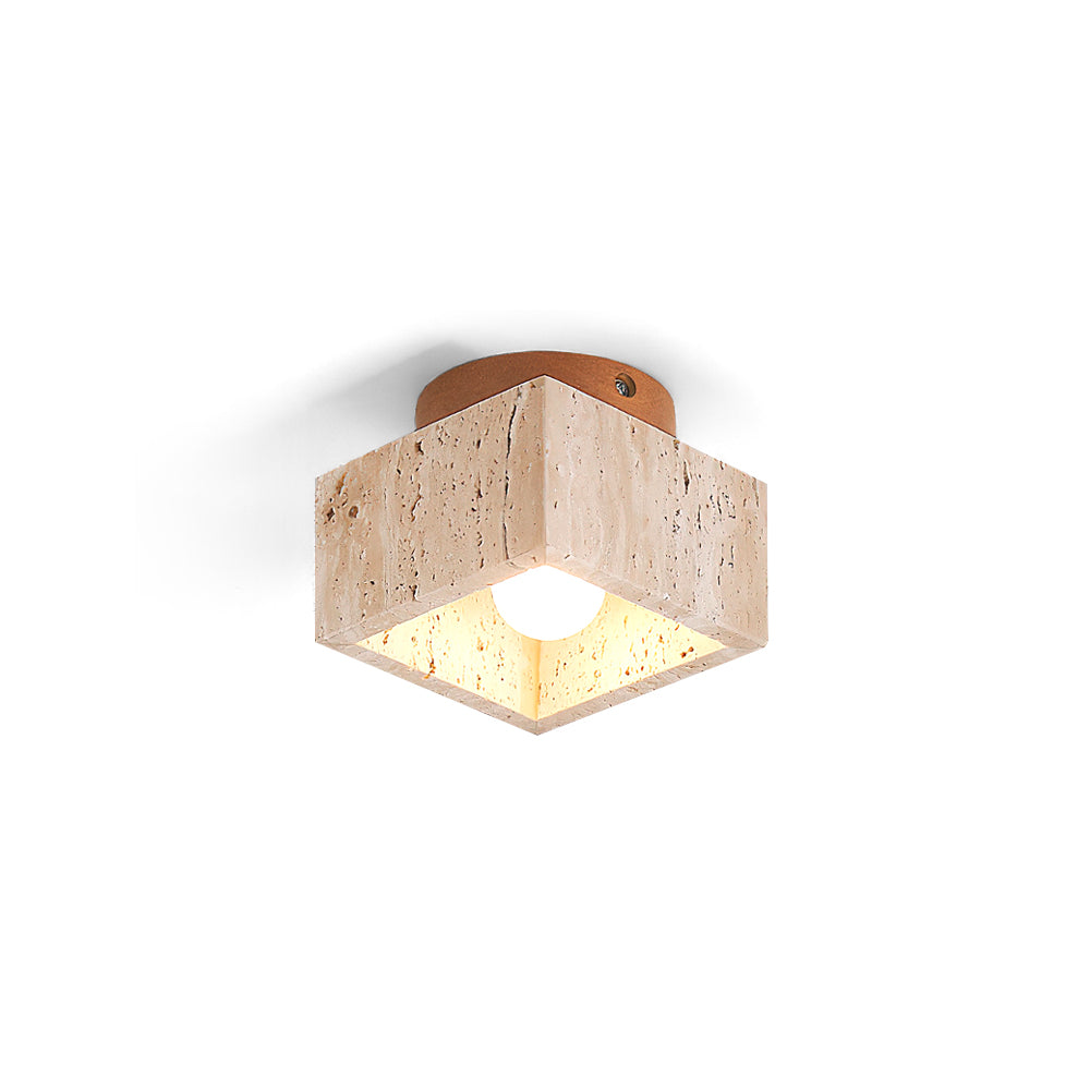 Ritta Sqaure&Round Ceiling Light Black& Yellow Travertine