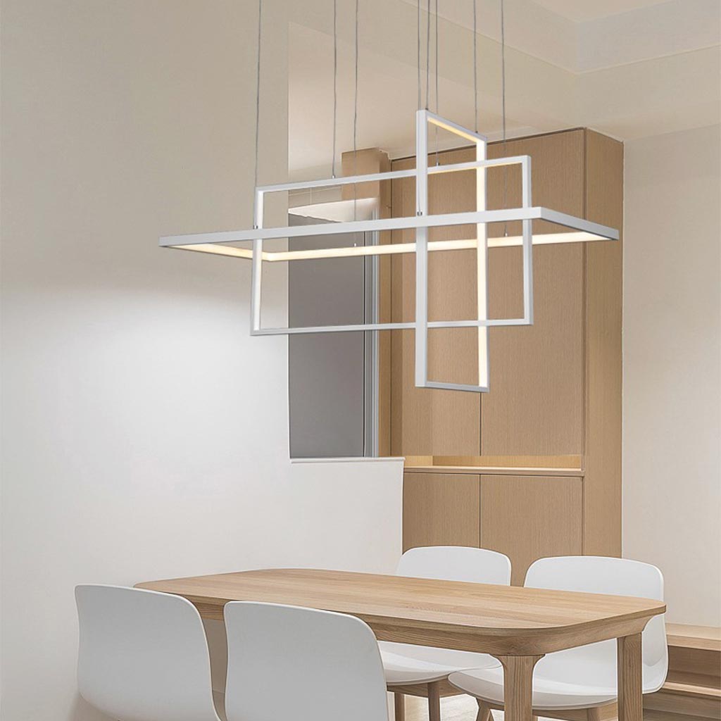 Chandelier LED Geometric Linear Rectangle Aluminum, White