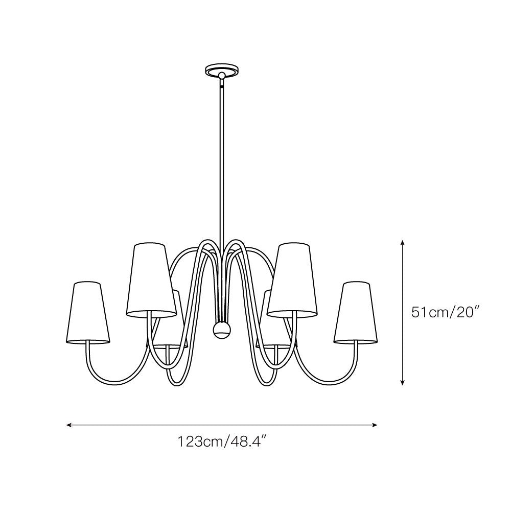 Cevaris Curved Brass Fabric Chandelier