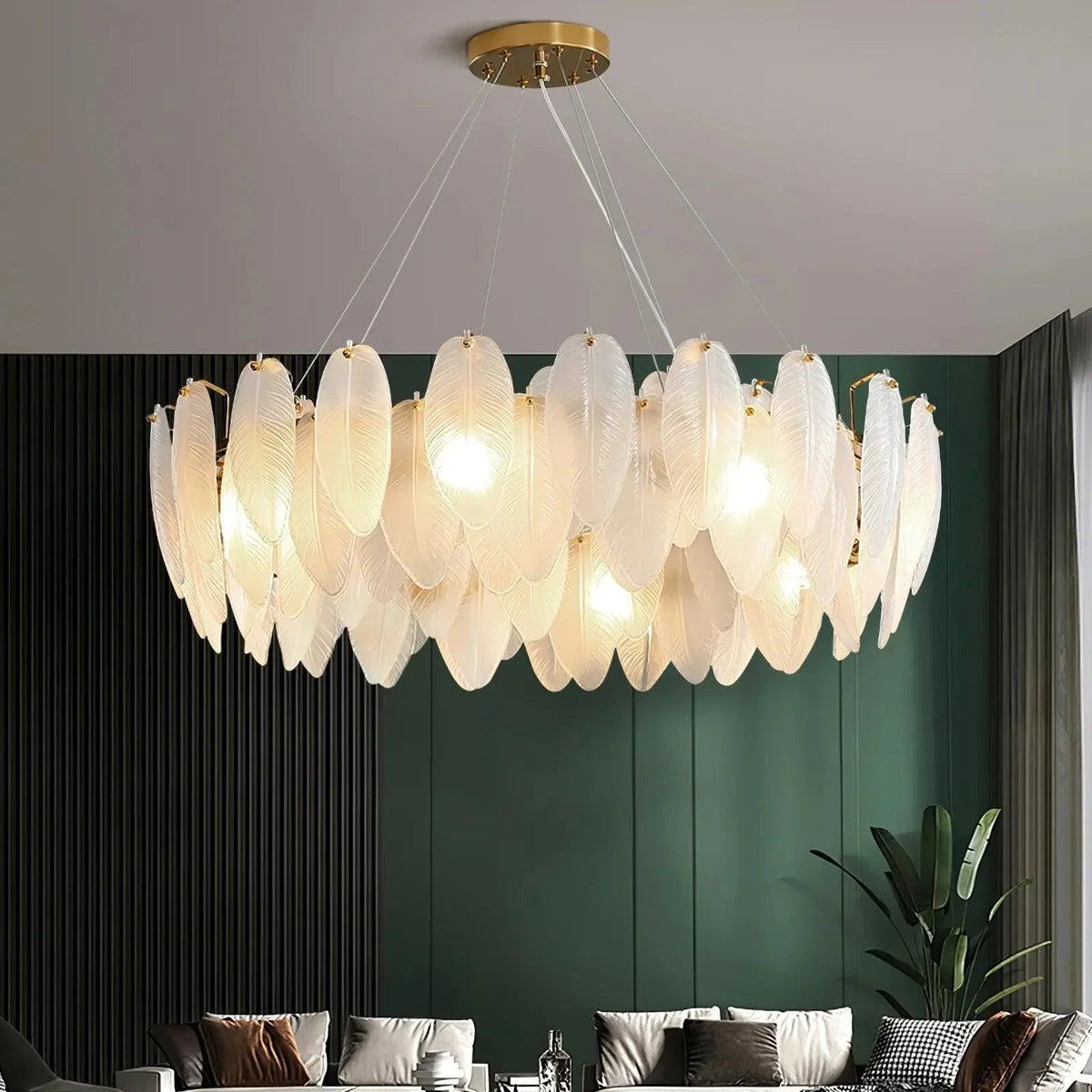 Vivi Grey Crystal Feather Chandelier