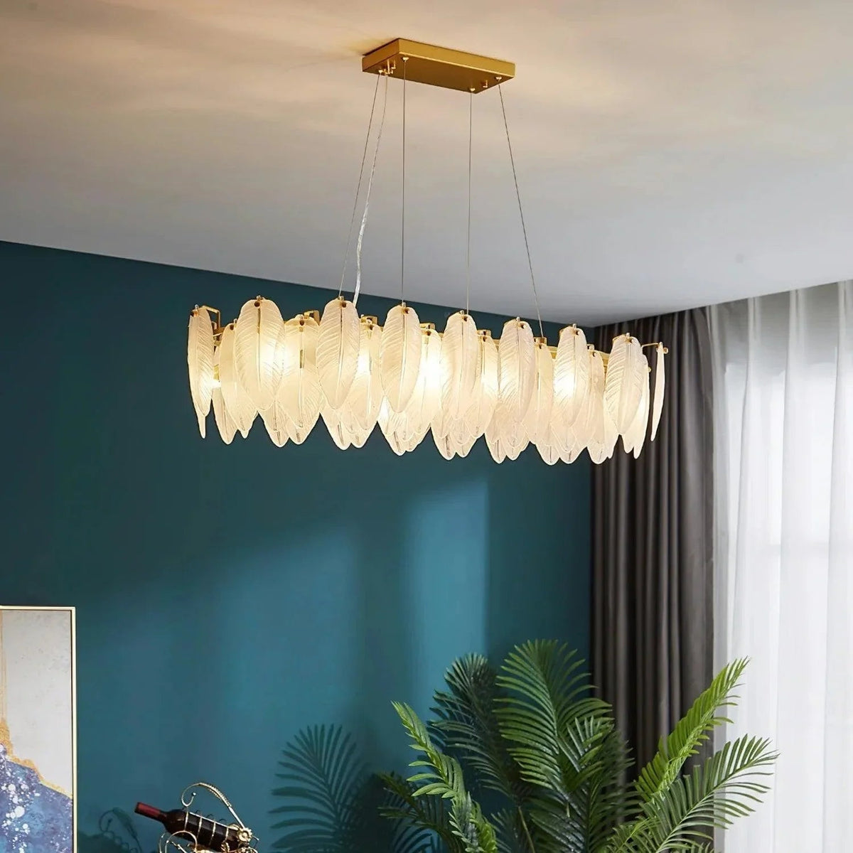Vivi Grey Crystal Feather Chandelier