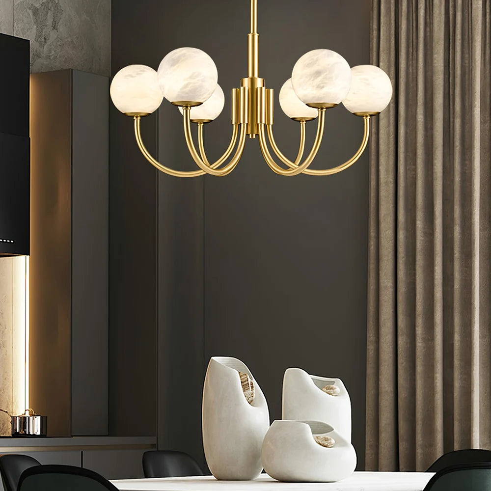 Alabaster Maytoni Erich Brass Chandelier