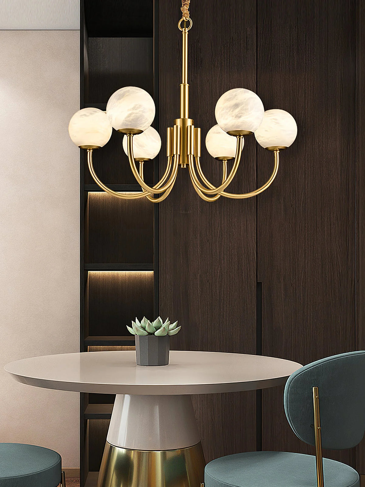 Alabaster Maytoni Erich Brass Chandelier