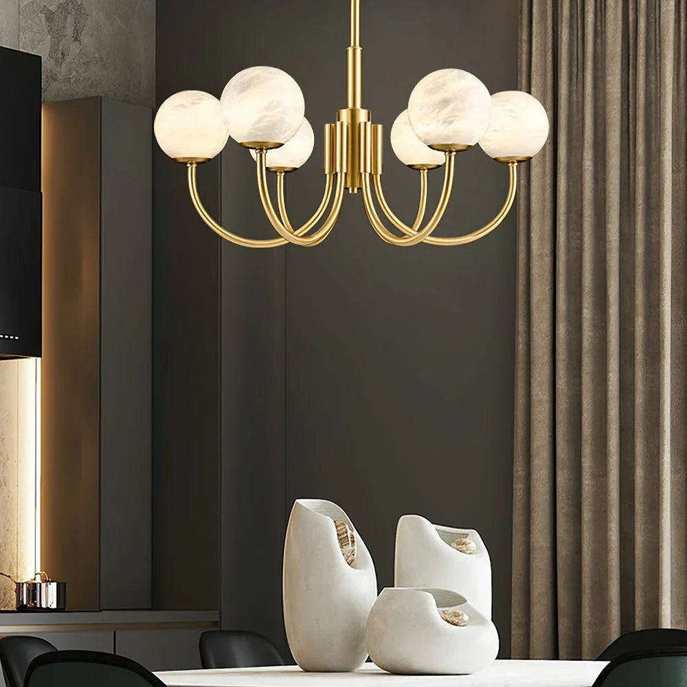Alabaster Maytoni Erich Brass Chandelier