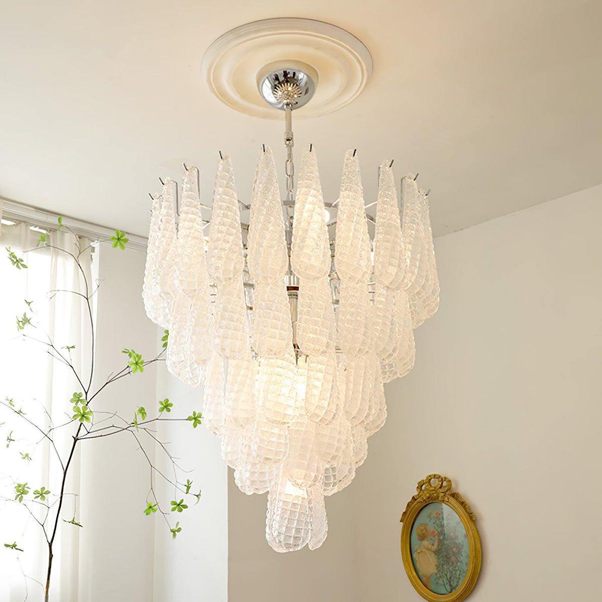 Grid Glass Waterfall Chandelier