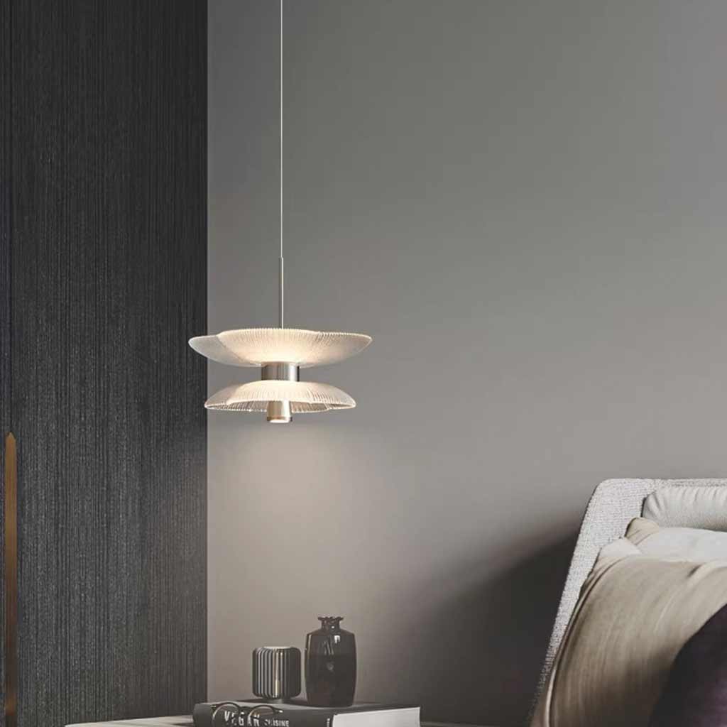 Hanging Pendant Light Glass Double-Layer Floral LED