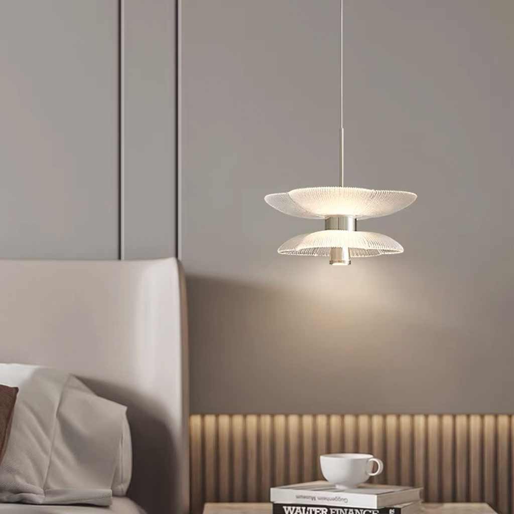 Hanging Pendant Light Glass Double-Layer Floral LED