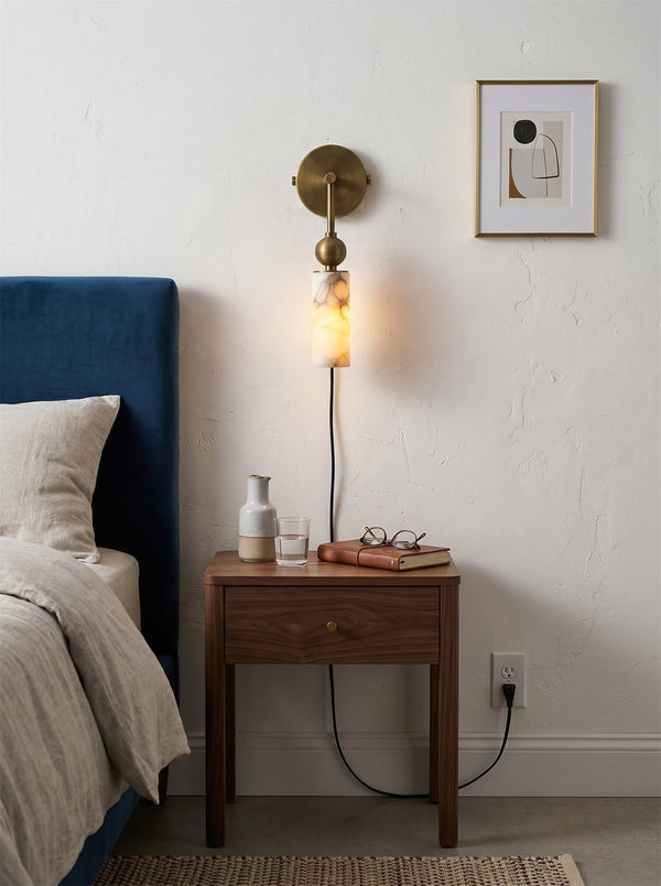 Eiraina Alabaster Plug-in Wall Sconce