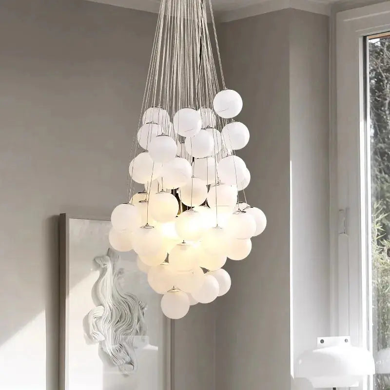 Indoor White Glass Bubble Pendant Ceiling Fixture