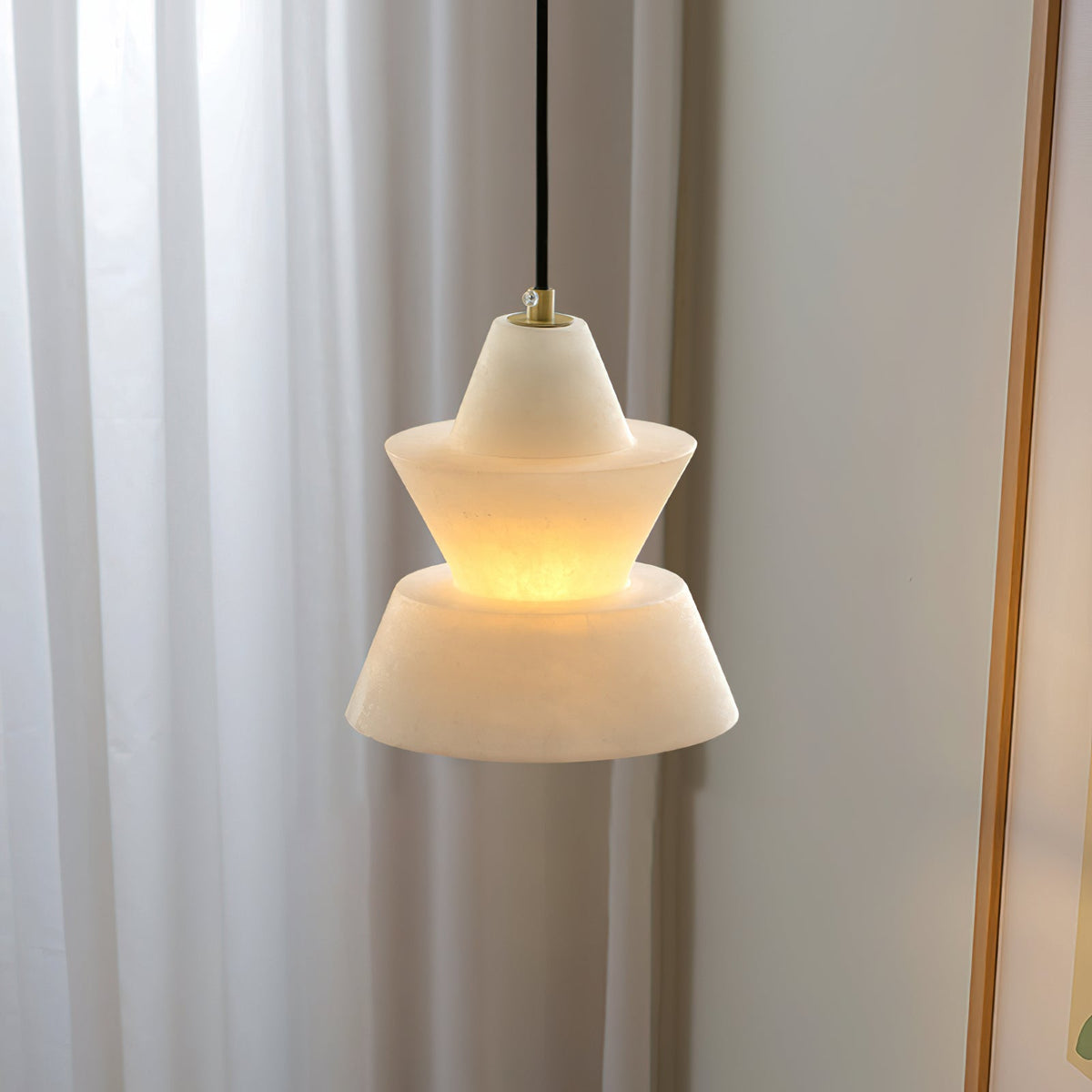 Alabaster Modern Hat Shape Pendant Light