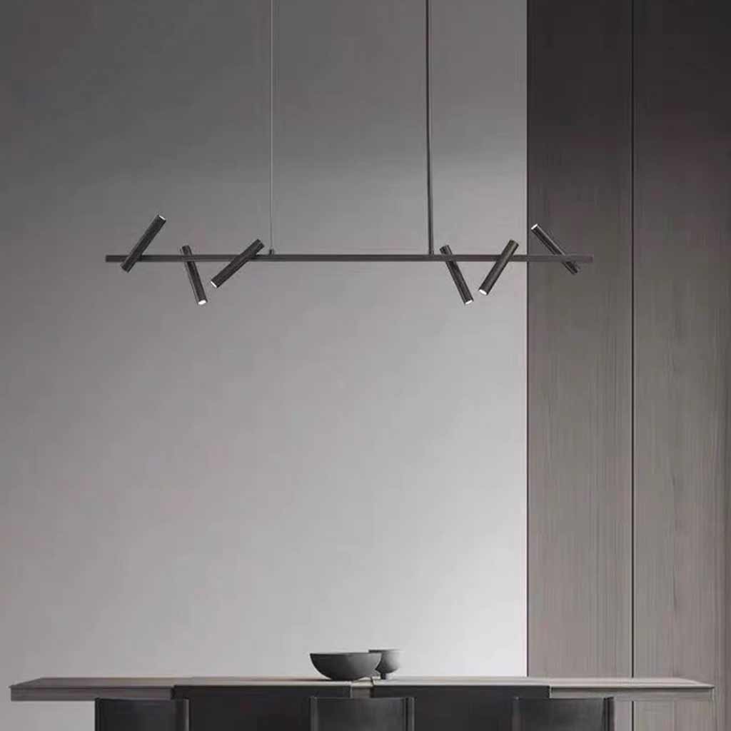 LED Ring/Linear Chandelier with Rotating Spotlights, Black