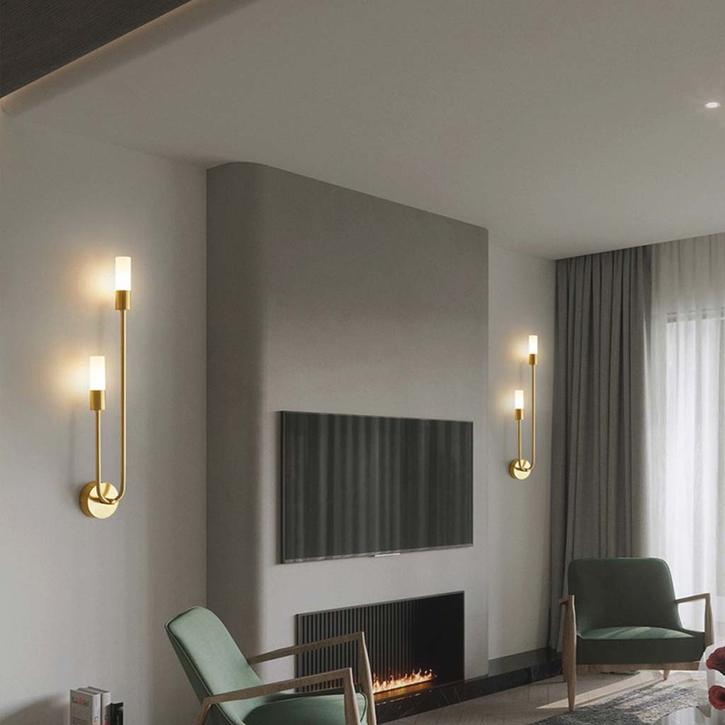 LED Wall Sconce Light Stylish Art Deco Candle, Brass / Black