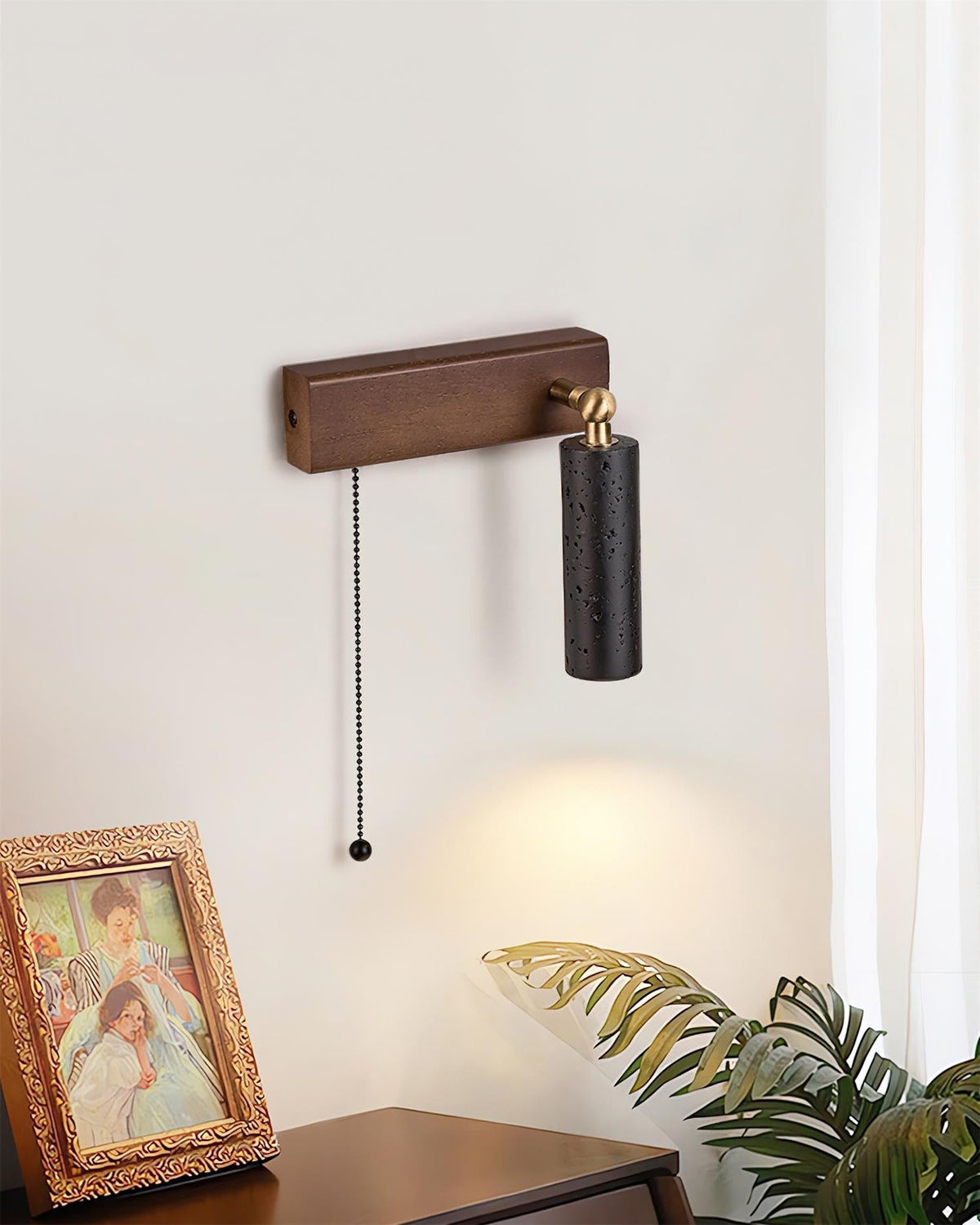 Ritta Wall Lamp Black Travertine Spotlight