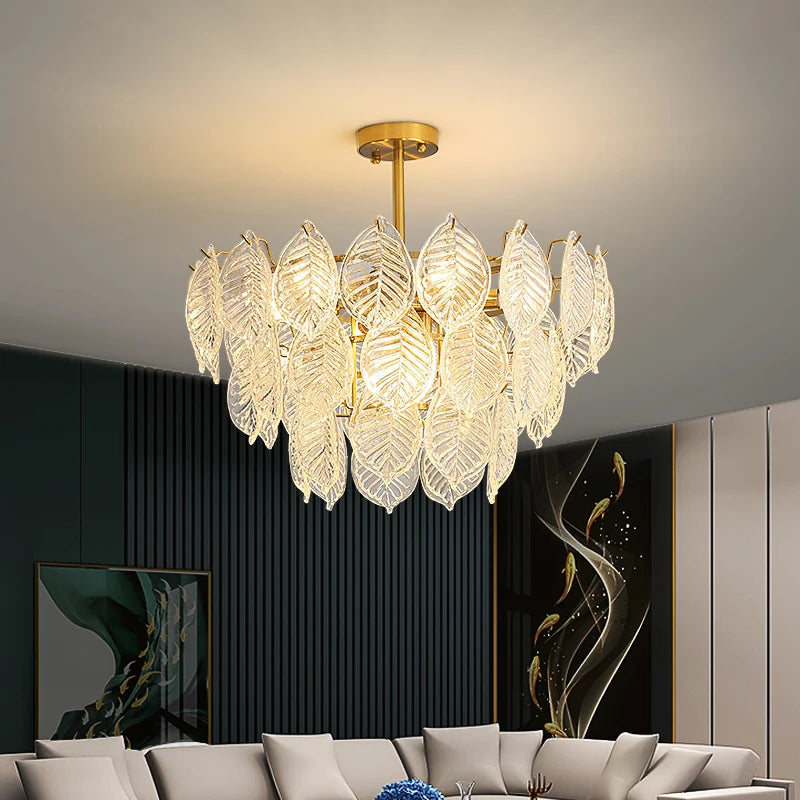 Leaf Shape Glass Modern Chandelier