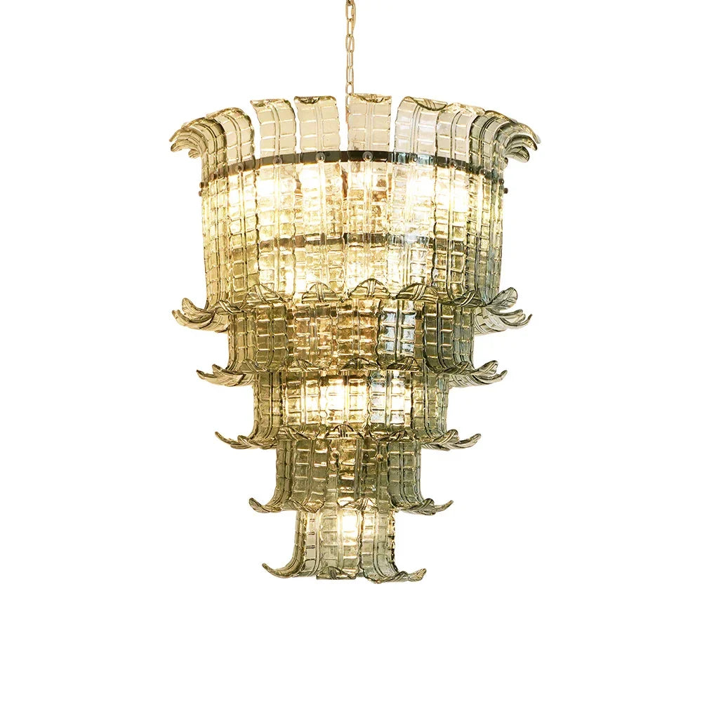 Elegant Leaf-Shaped Murano Glass Chandelier