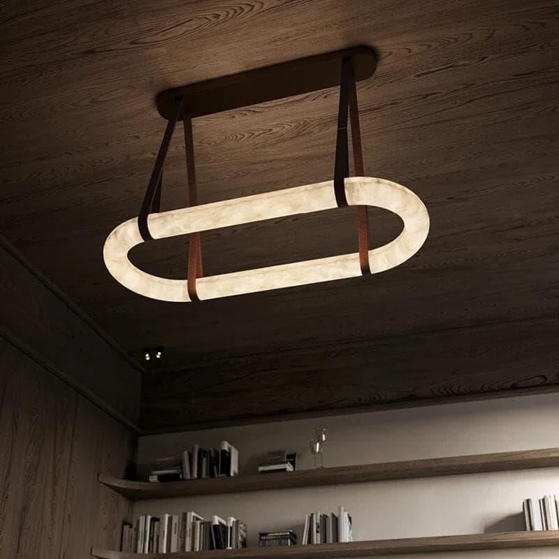 Alabaster Round Leather Chandelier