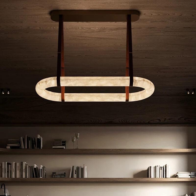 Alabaster Round Leather Chandelier