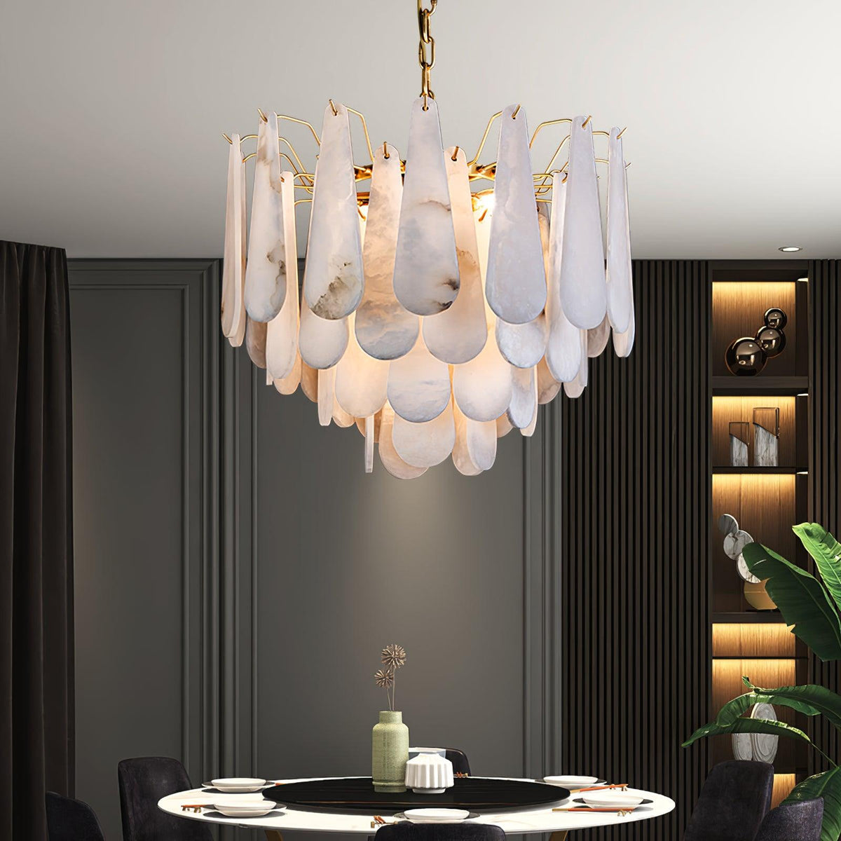 Alabaster Leon Drop Shape Chandelier