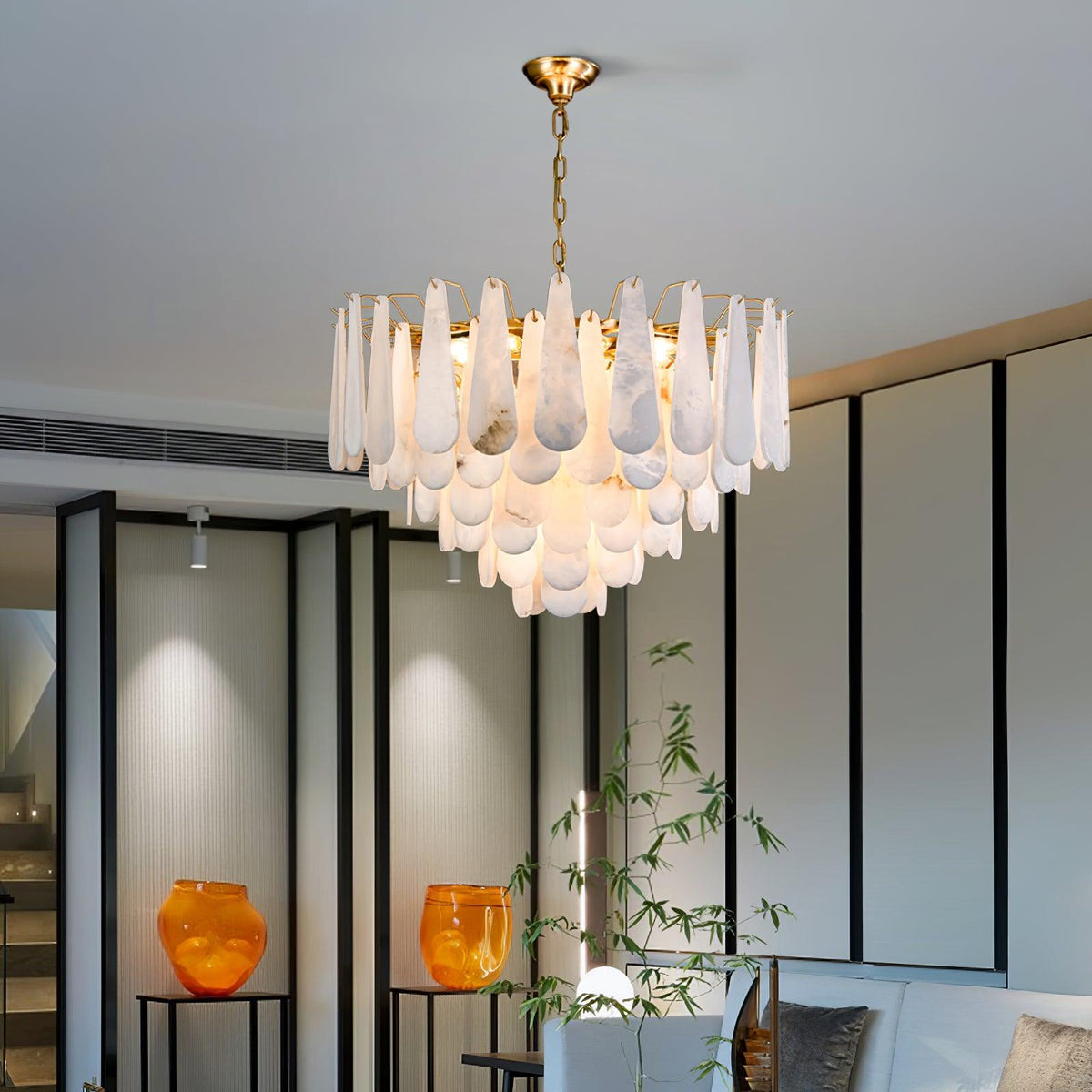 Alabaster Leon Drop Shape Chandelier