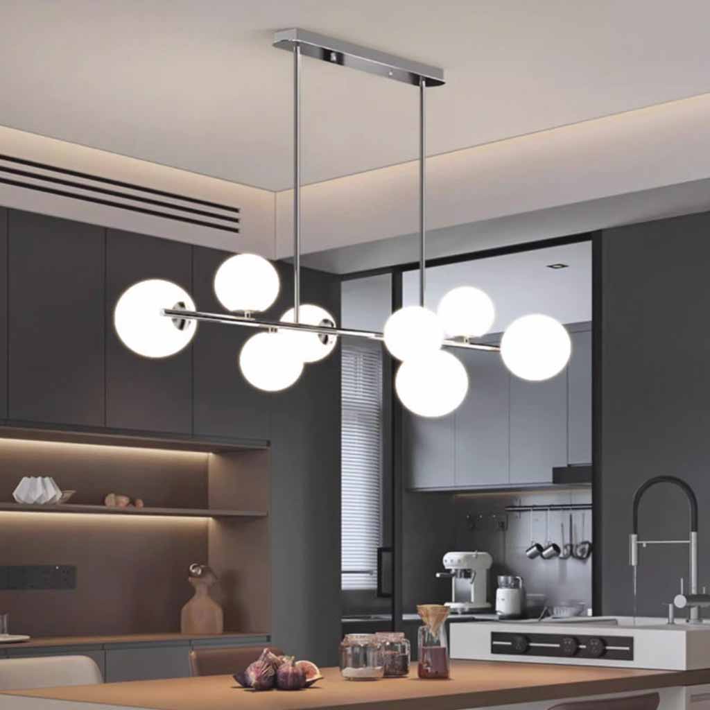 Linear Globe Pendant Light, Chrome / Black