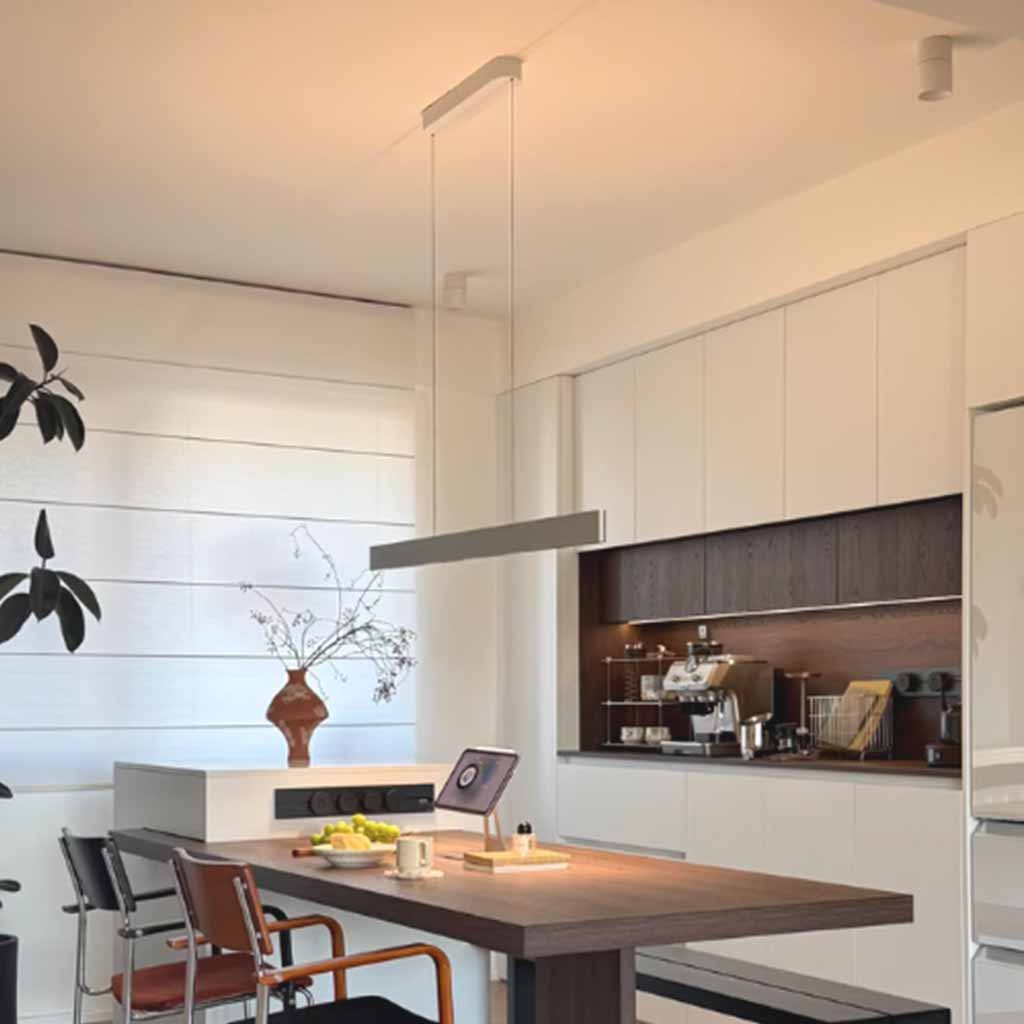Linear Pendant Light Bright Dimmable LED Up & Down, Silver