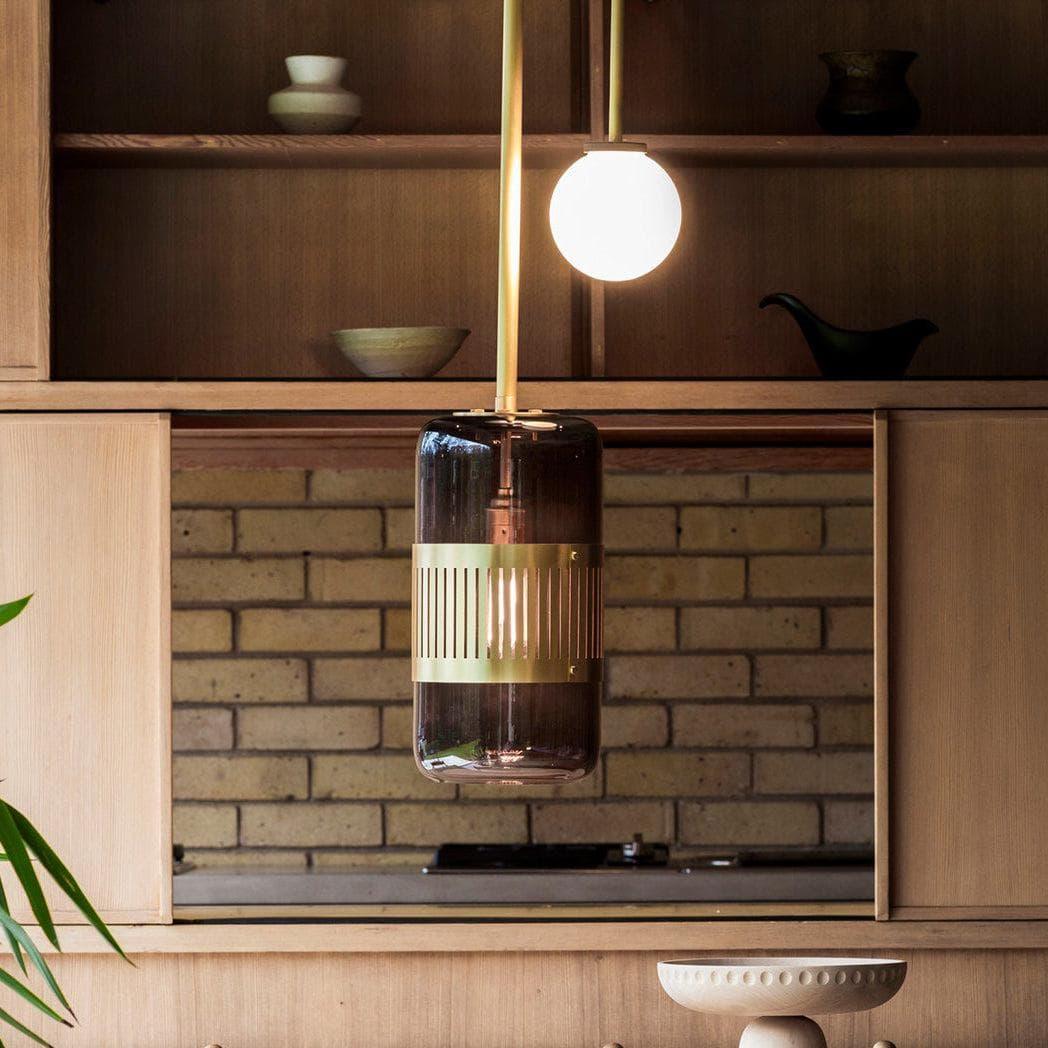 Long Cylinder Travertine Pendant Lamp