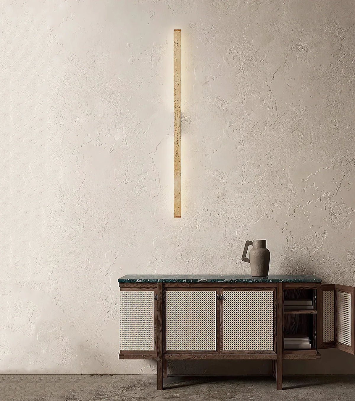 Long Strip Travertine Prometheus Wall Lamp