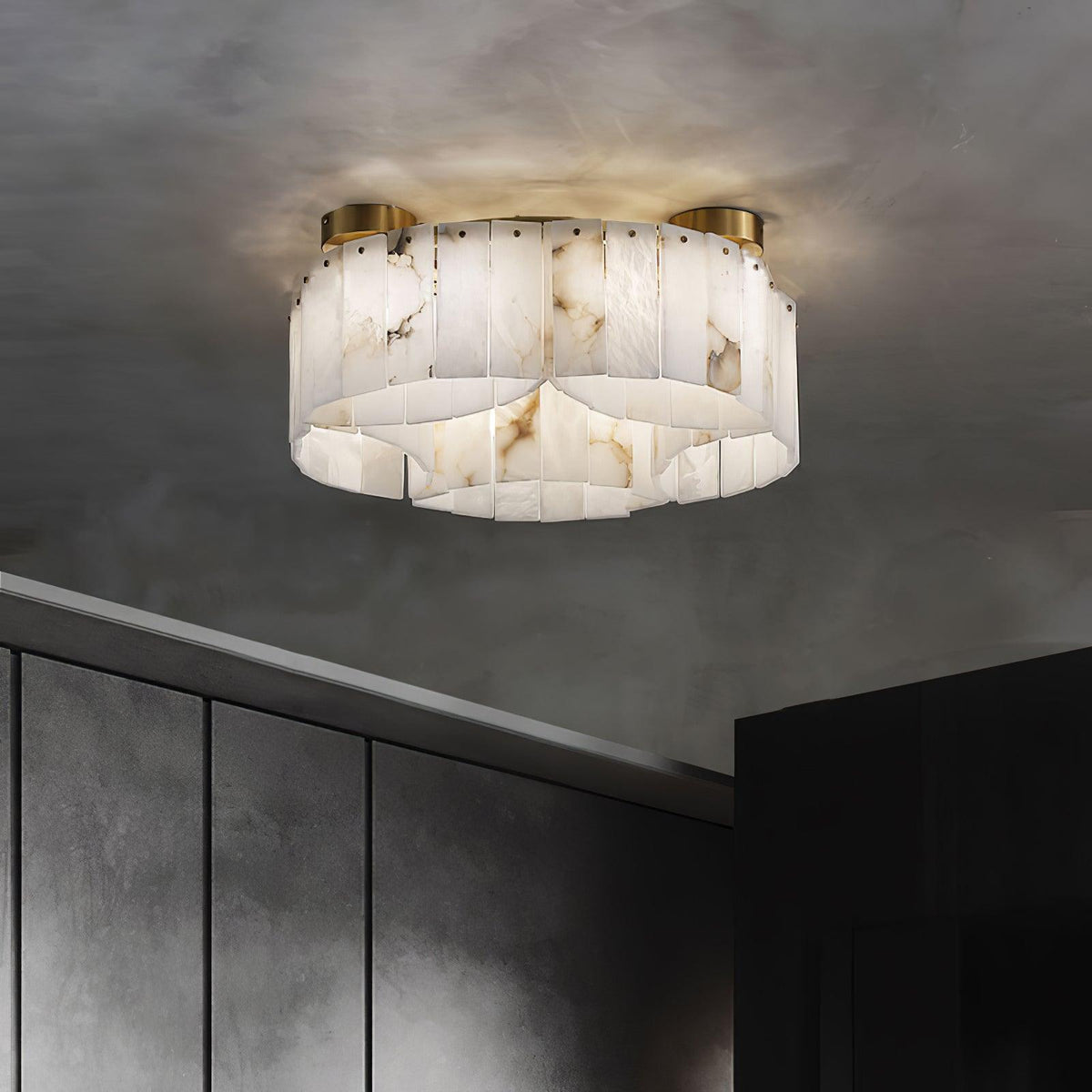 Alabaster Modern Brass Ceiling Lamp