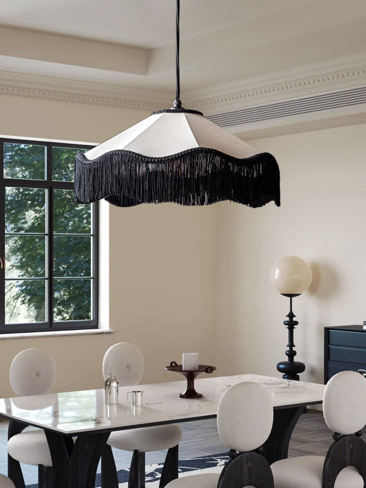 Mantilla Tasseled Fabric Pendant Lamp
