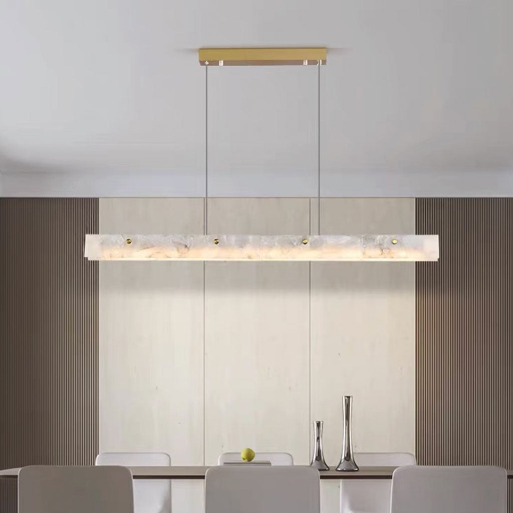 Marble Linear Pendant Light Dimmable LED for Dining Room
