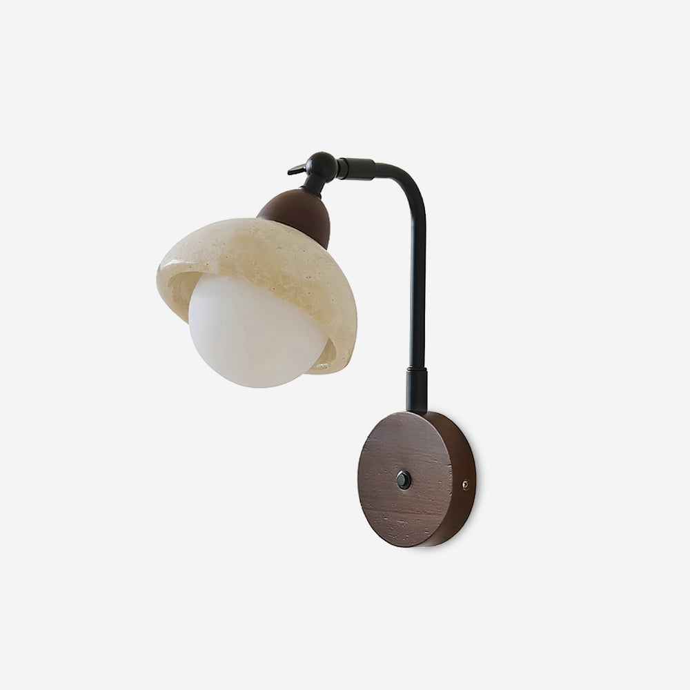 Tavalielle Wall Light Travertine White Opalescent Globe