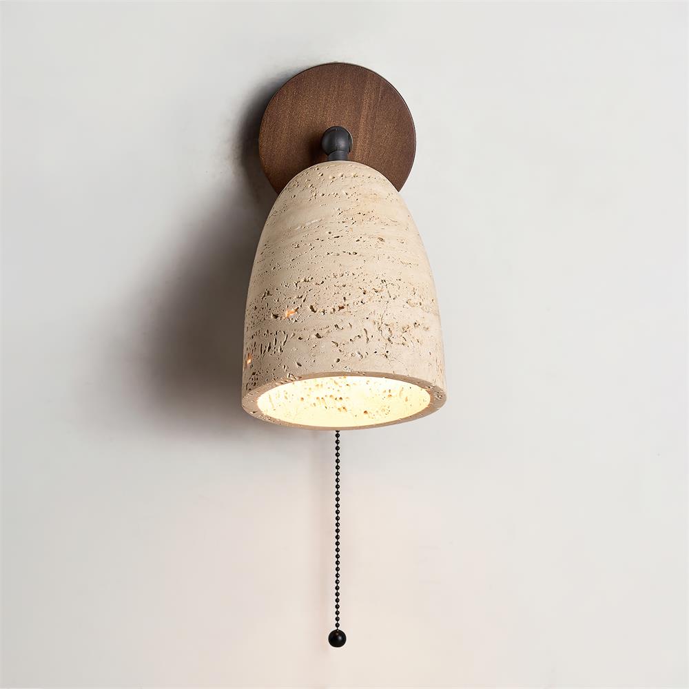 Solaro Wall Lamp Travertine with pull chain