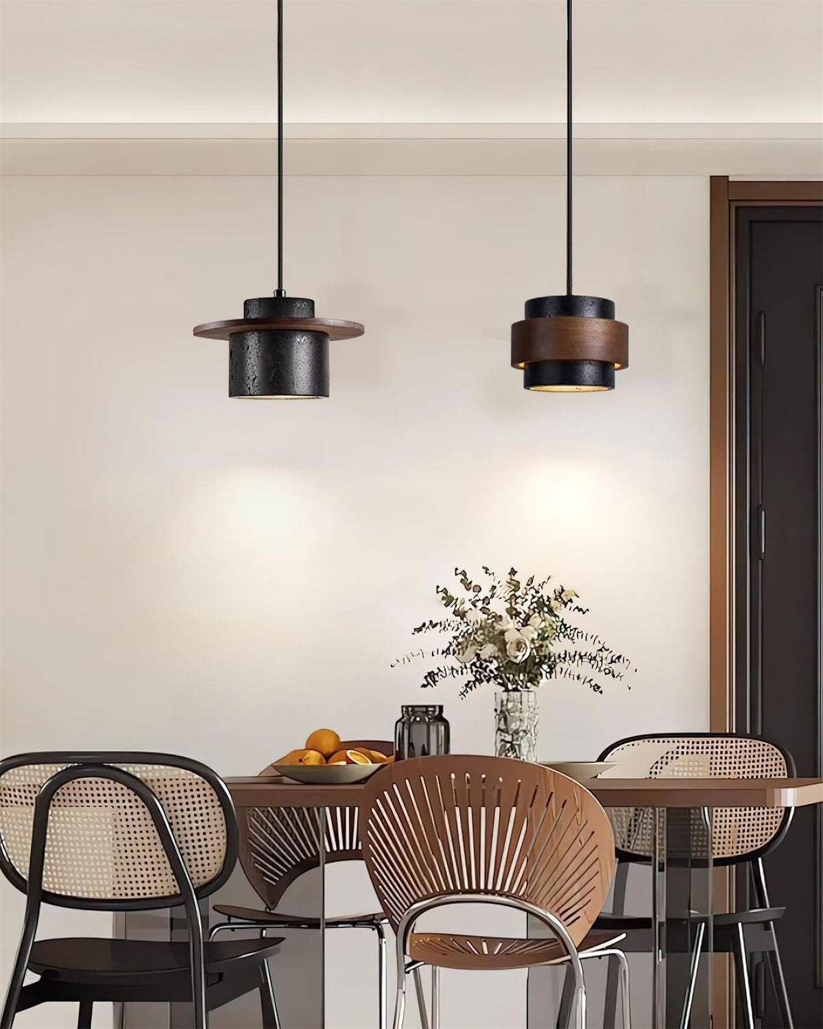 Valoelia Black Travertine Pendant Light Set