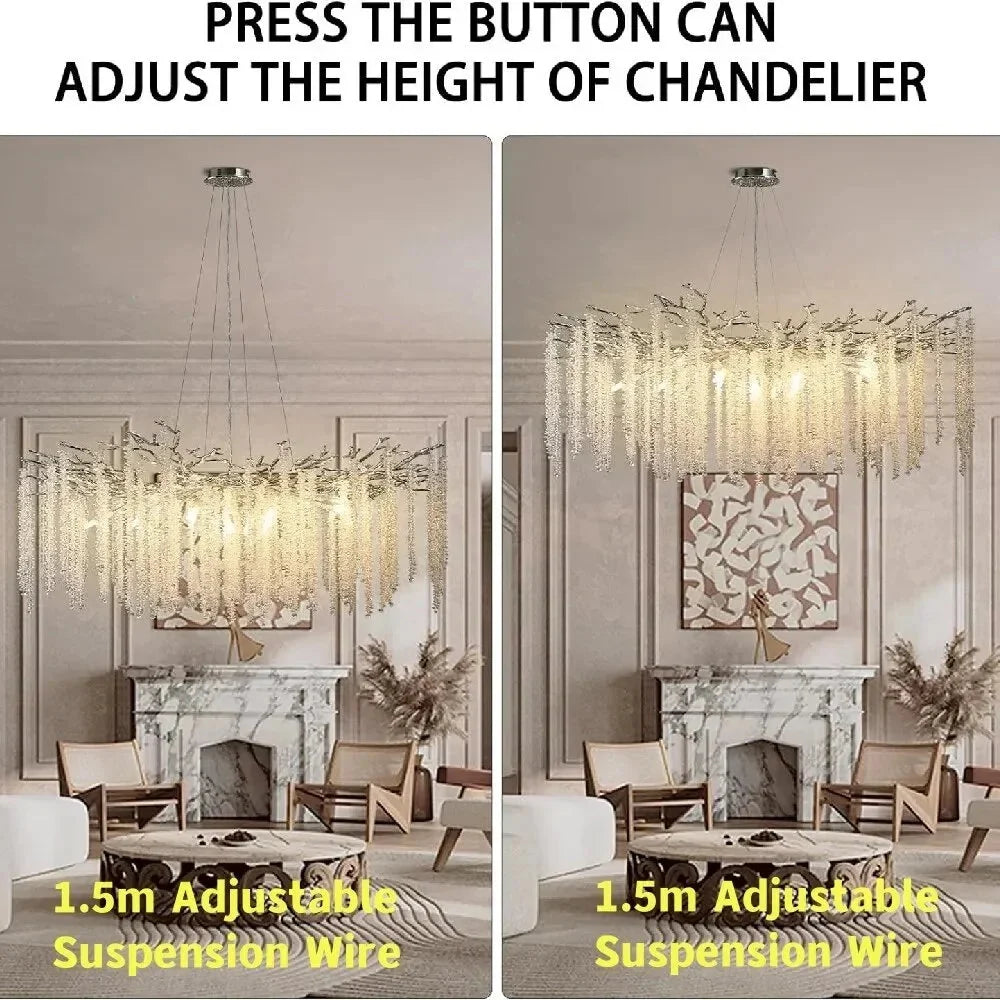 Mia Luxury Round Branch Crystal Ceiling Chandelier