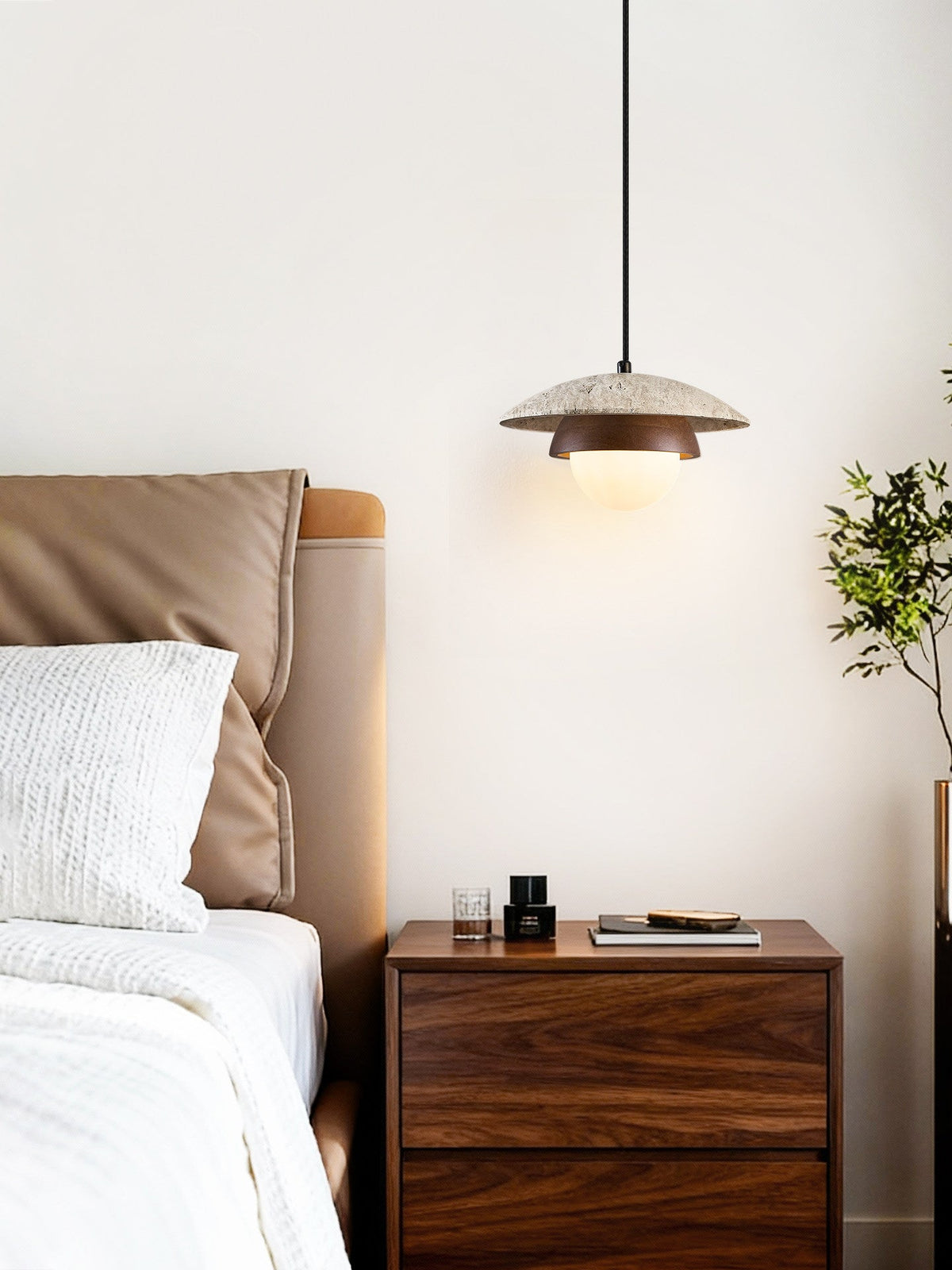 Travertine Glass Noah Disc Pendant Lamp