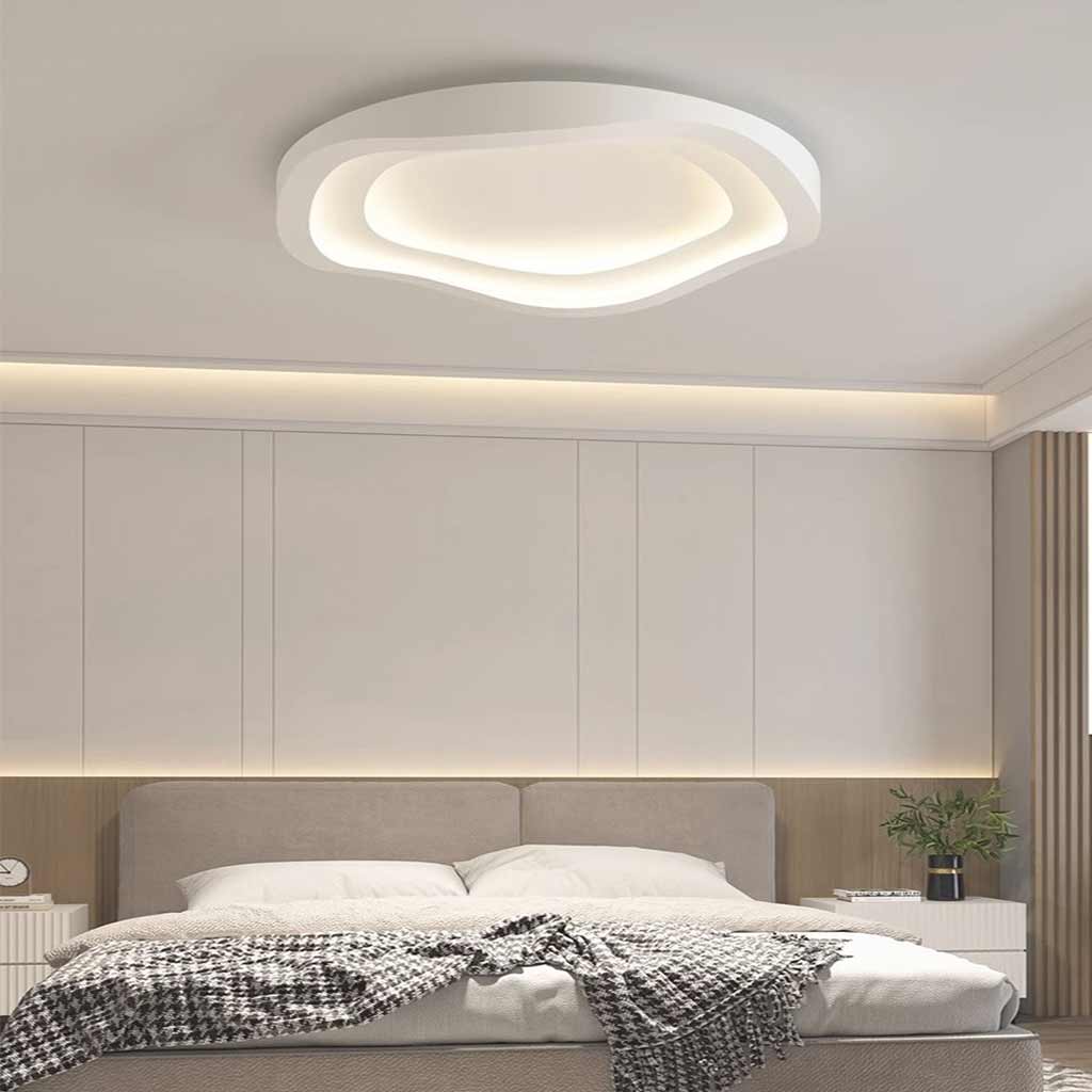 Flush Mount Ceiling Light Minimalist Wave LED Dimmable, White