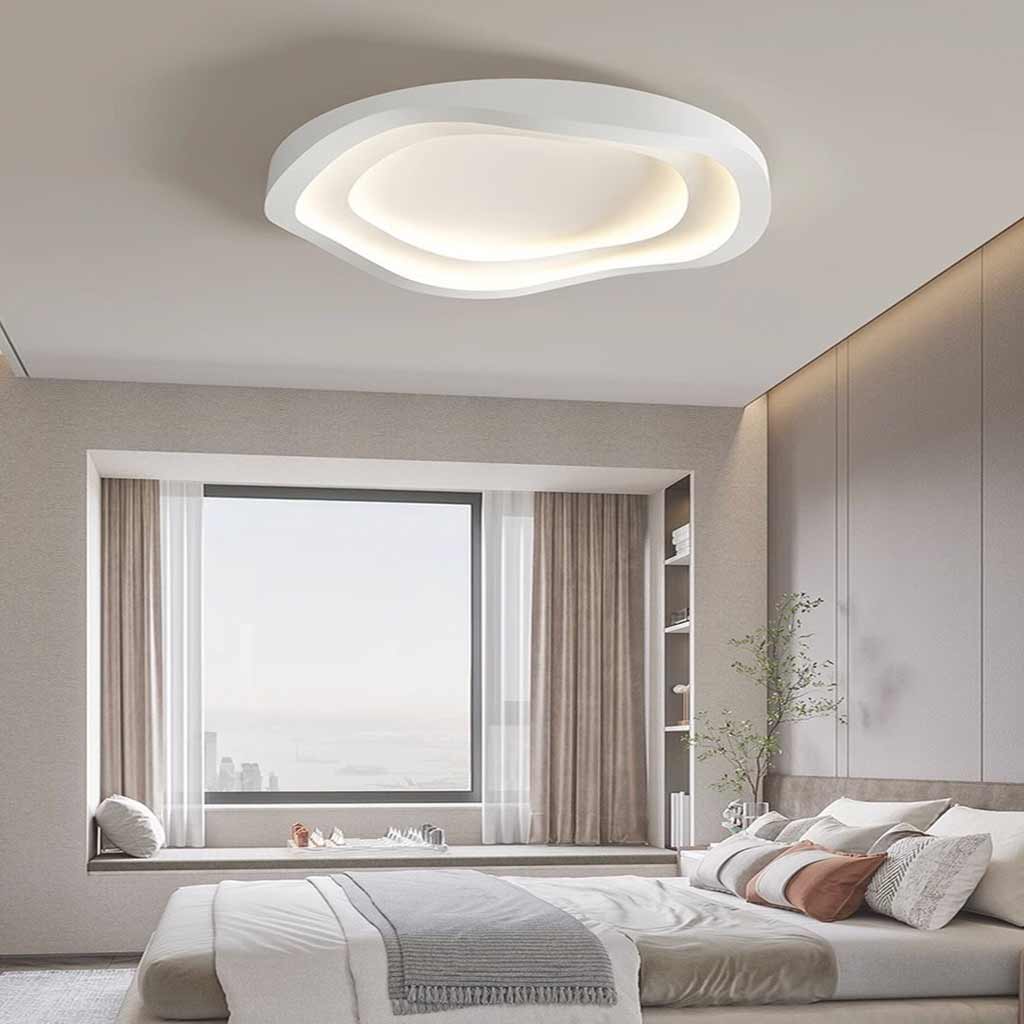 Flush Mount Ceiling Light Minimalist Wave LED Dimmable, White