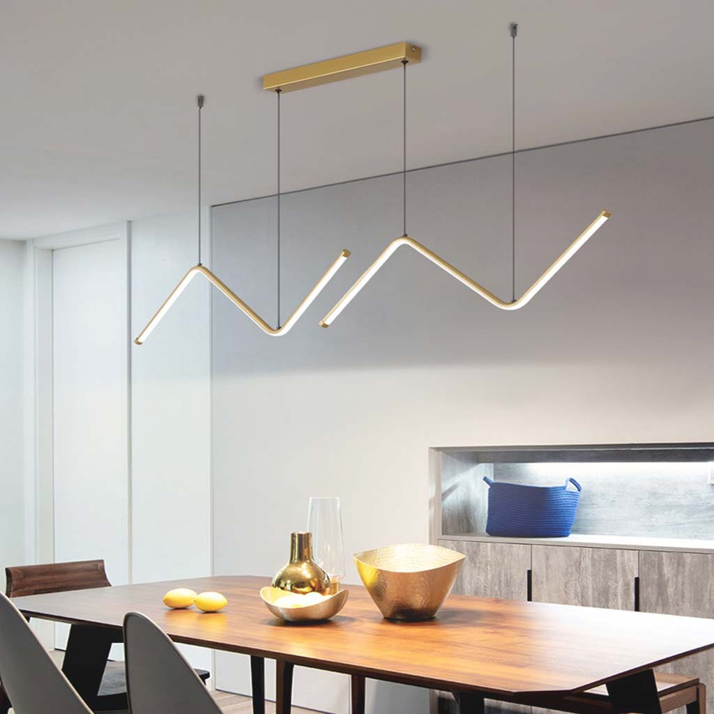 Pendant Light LED Modern Adjustable Dimmable Wave Line, Gold