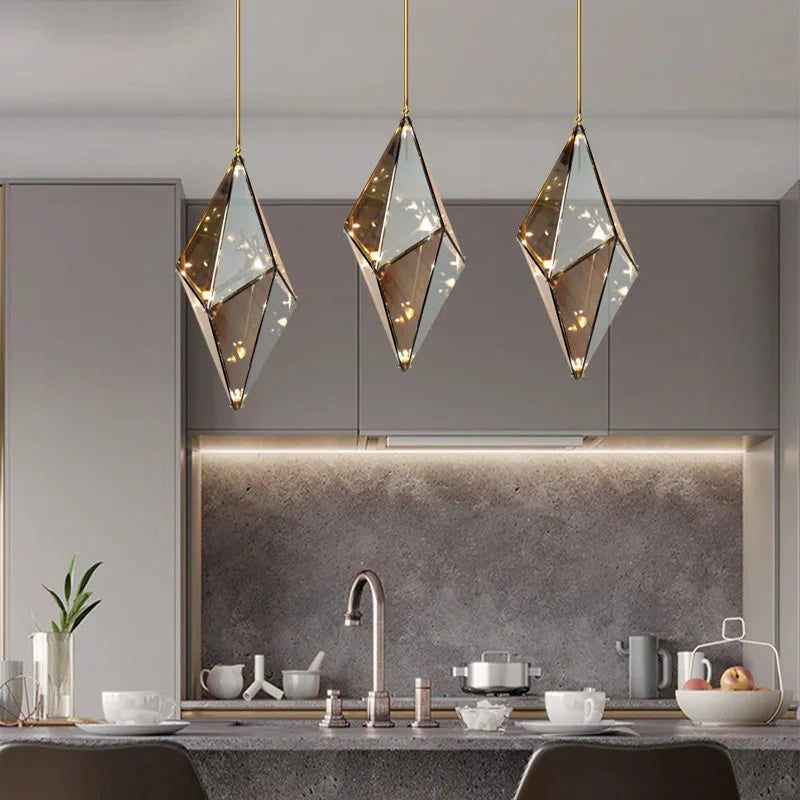 Modern Angular Diamond Style LED Pendant Light