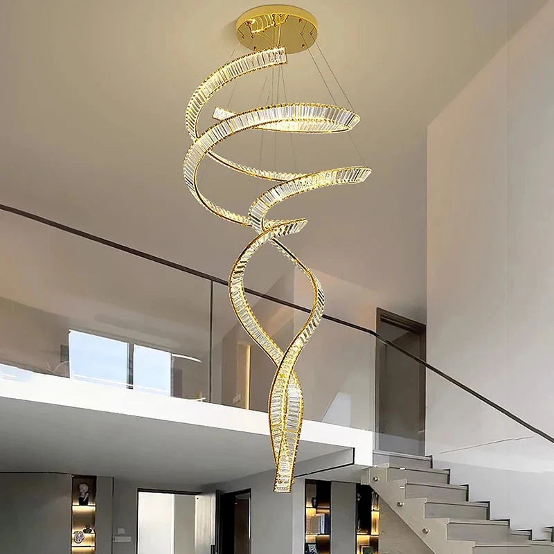 Modern Crystal Light Fixture for Staircase & Foyer & High Ceiling