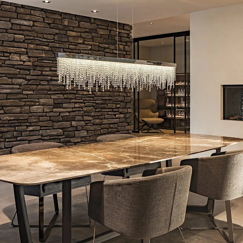 Modern Crystal Rectangular Dining Table Chandelier