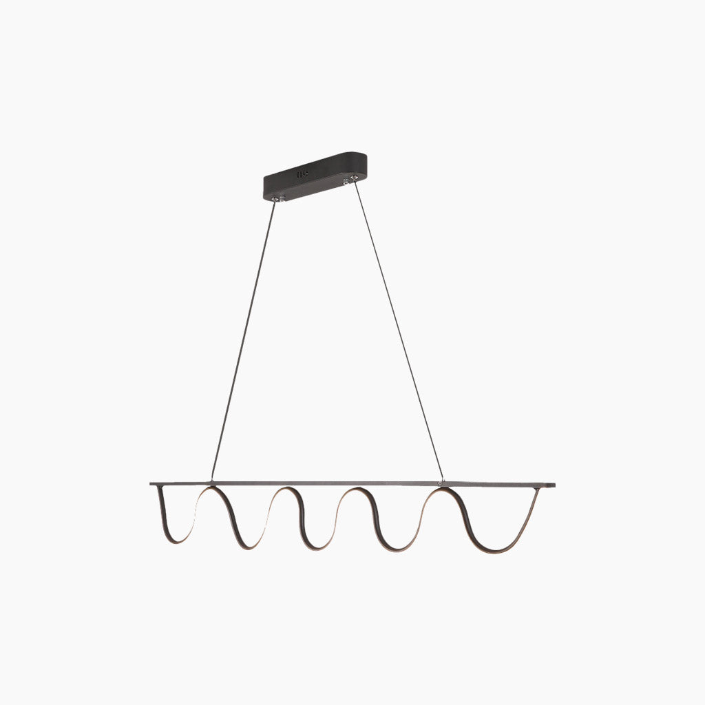 Pendant Light Modern Linear Wavy Dimmable LED Hanging, Black / Gold