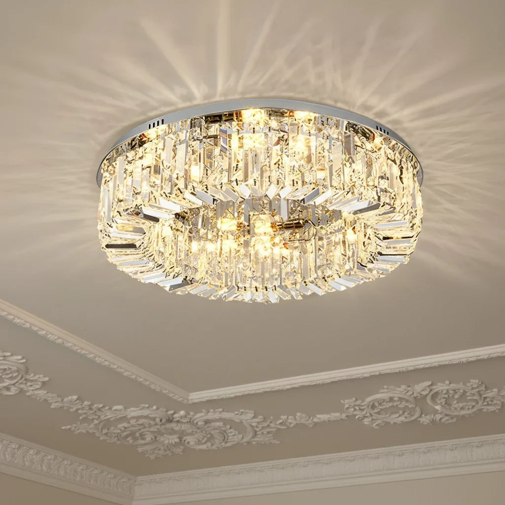 Modern Elegant Crystal Flush Mount Ceiling Light