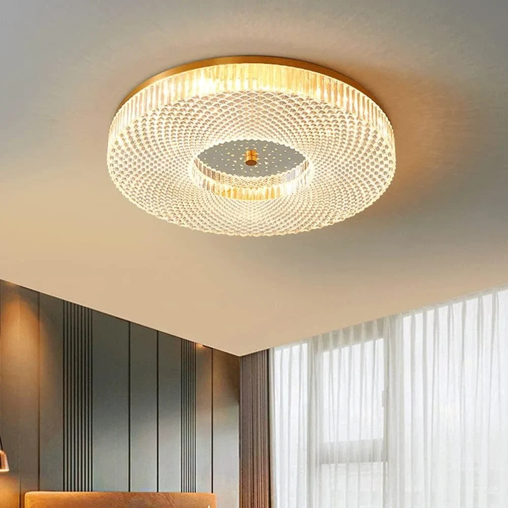 Modern Luxury Copper Acrylic LED Flush Mount Ceiling Light
