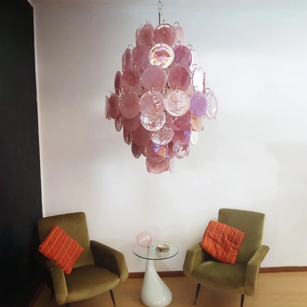 Vintage Pink Discs Chandelier