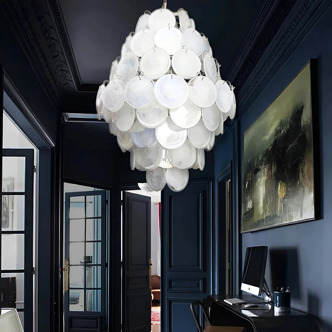 Vintage White Discs Chandelie