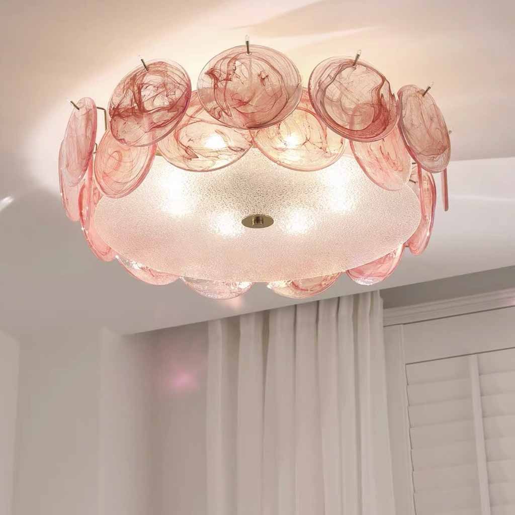 Murano Glass Seashell Ceiling Light Semi-Flush Mount, 3 Colors