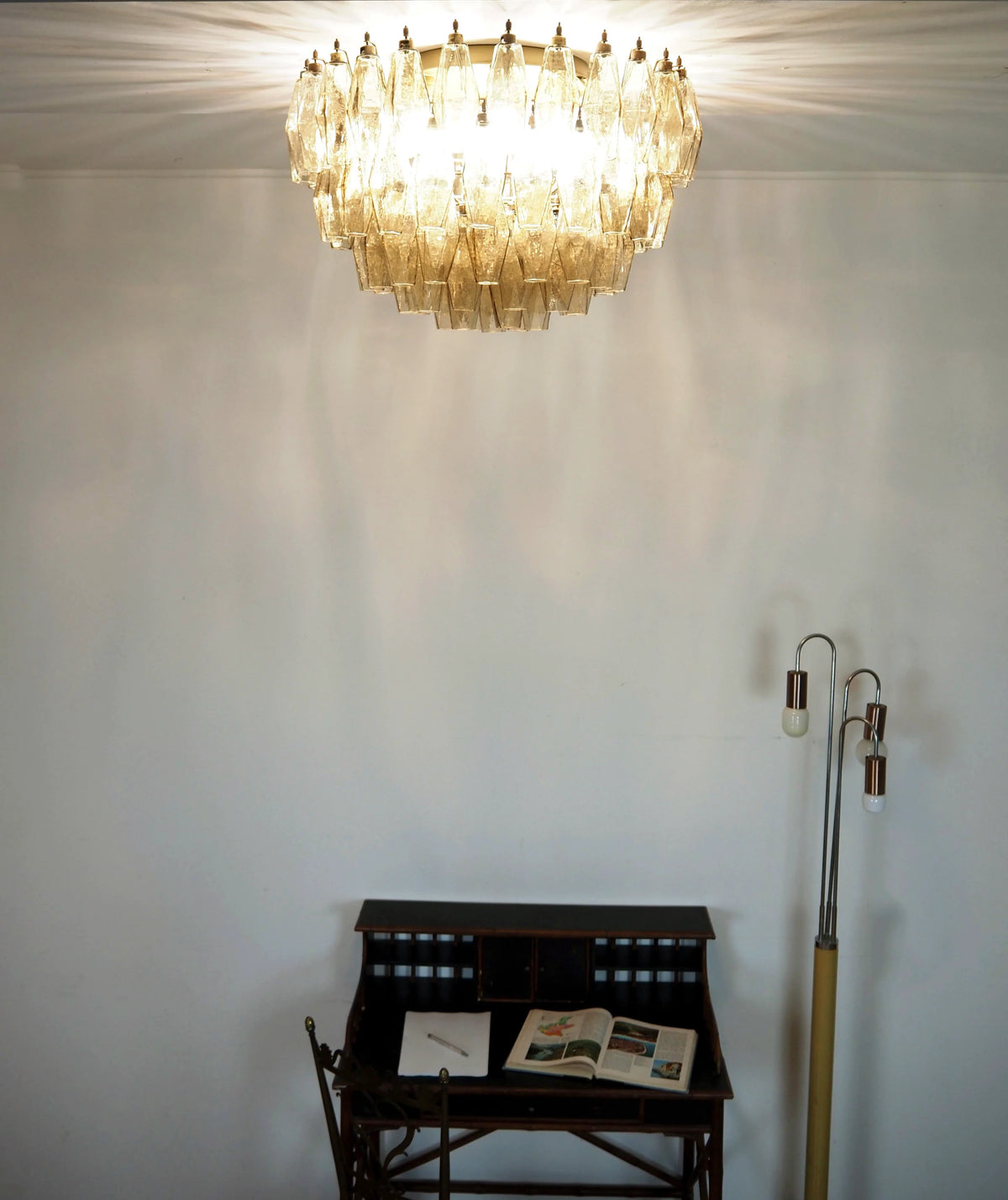 Murano Poliedri Smoked Ceiling Light